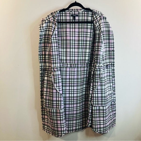 TORRID Sz 1 Flannel Plaid Hooded Drawstring at Waist Snap Buttons Anorak Shacket - Picture 16 of 16